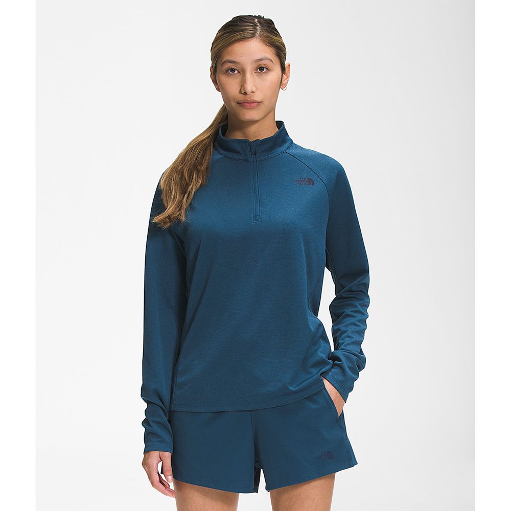 The North Face Active Tops Womens Australia - The North Face Wander ¼ Zip Blue (GWF-928143)